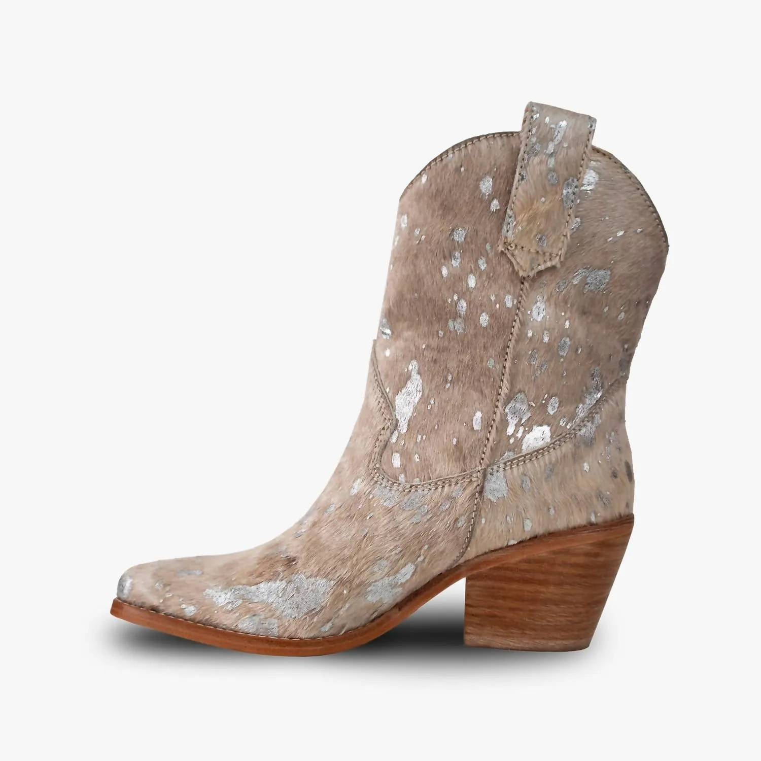 Roughout Boots Women's Leather Western Calf Boots In Beige