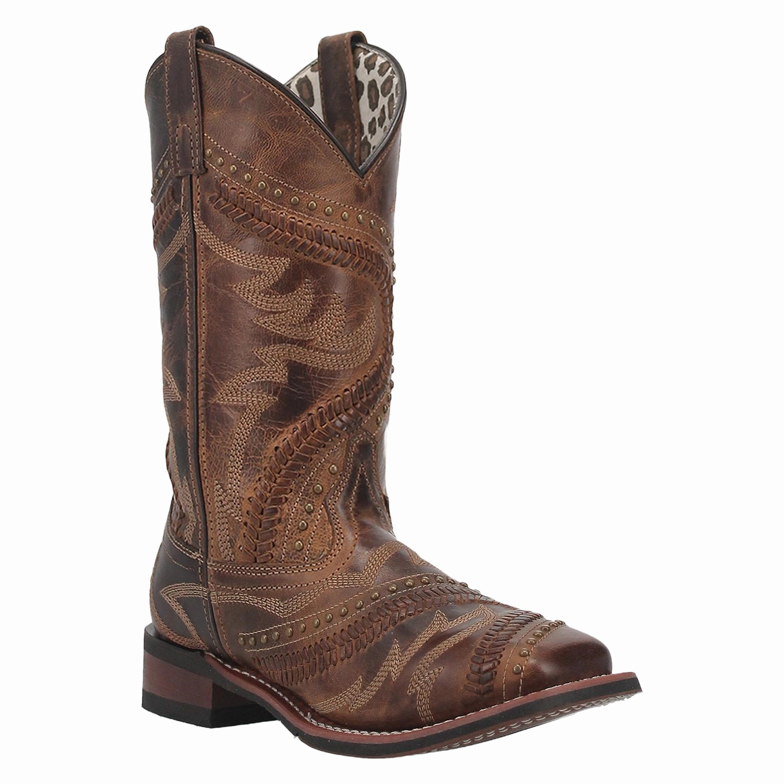 Boots Leather Boots Laredo Ladies Charli Square Toe Tan Pull On Western Boots 5893