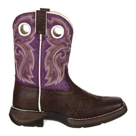 Durango Youth Girl's Lil Durango Purple & Brown Western Boots BT386 Soccer Speed Boots For Wide Feet