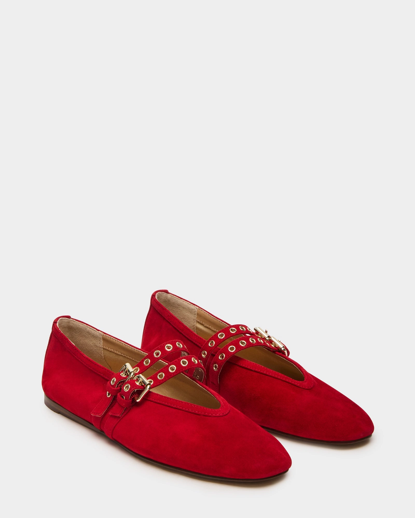 Dress Loafers Shoes LYDIA RED SUEDE