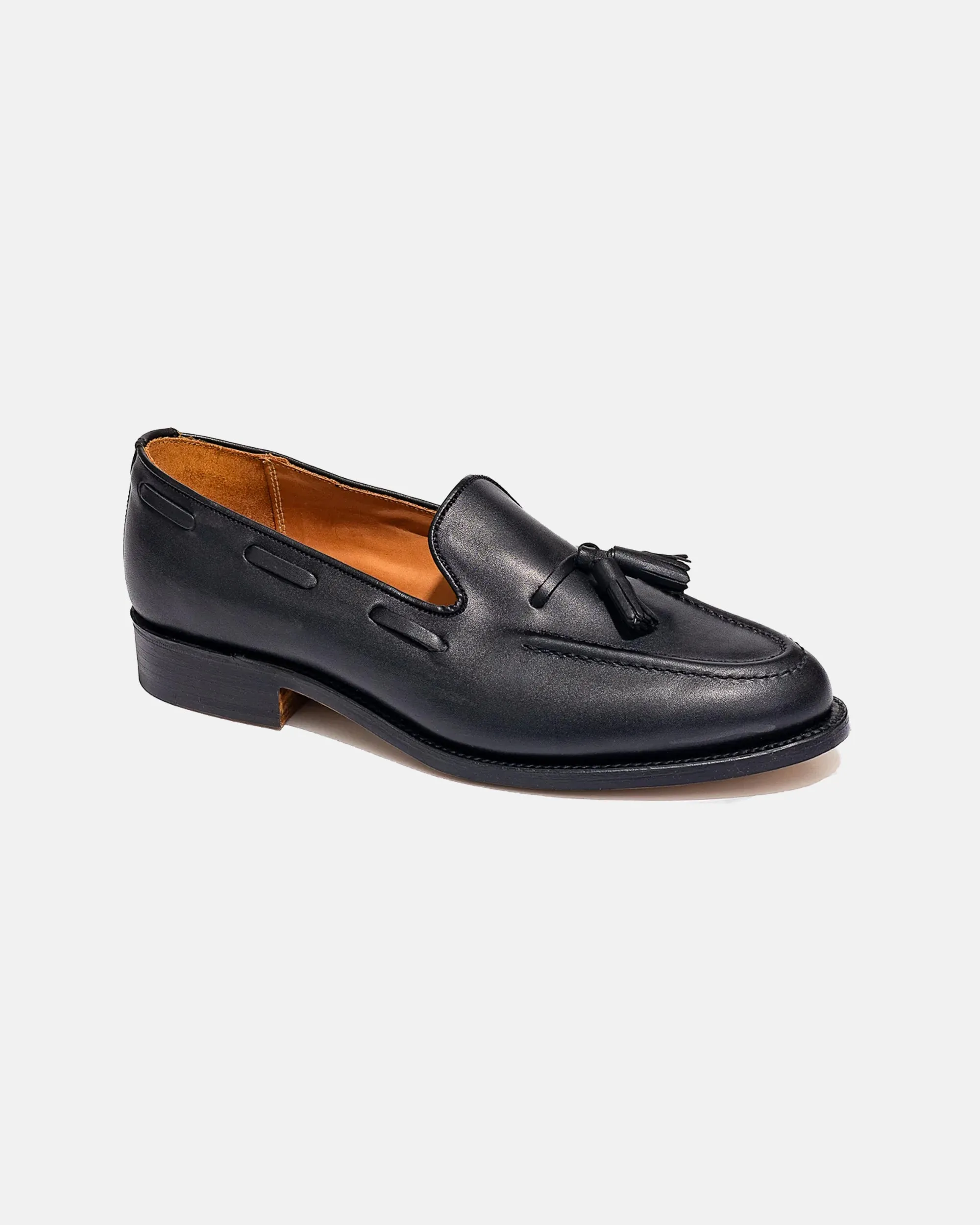 Tie Loafers Made-in-England Black Calfskin Tassel Loafer
