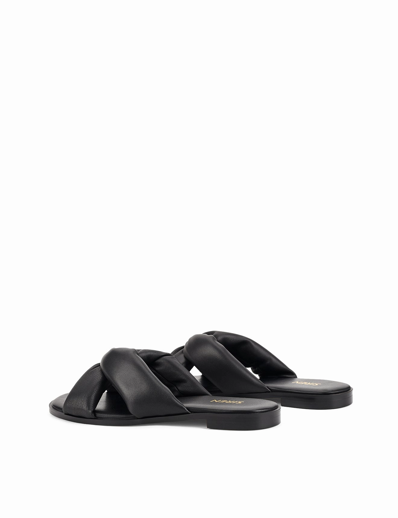 Madeline Flat Slides - Black Leather Best Walking Shoes Wide Flat Feet