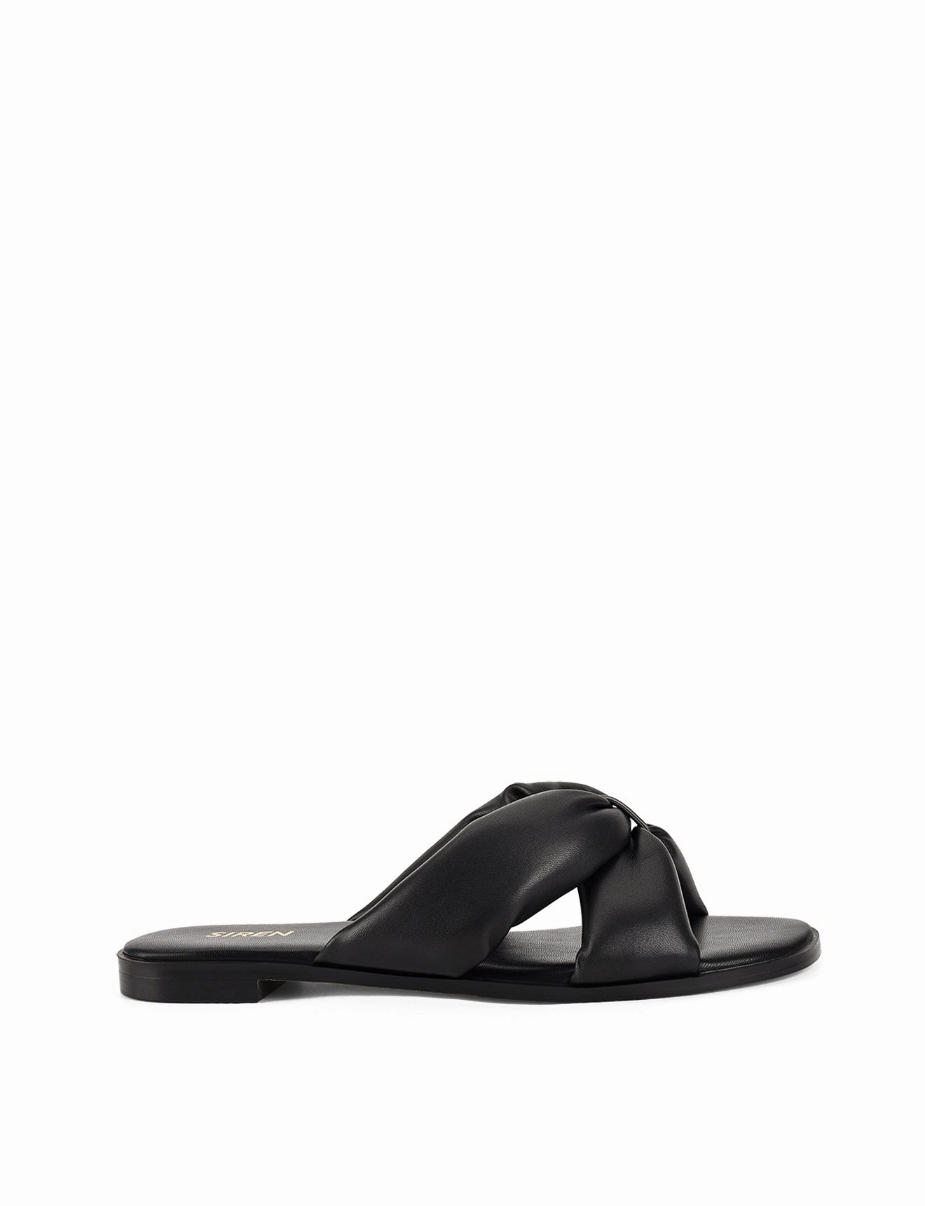 Flat Shoes Drawing Madeline Flat Slides - Black Leather