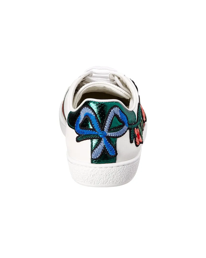 Gucci Ace Embroidered Leather Sneaker Spray Paint Sneakers