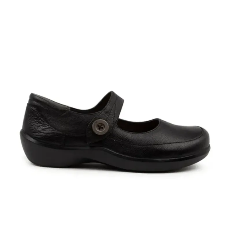 Ziera Shoes Women's Gloria Comfort Mary Jane - Black Leather Office Loafers