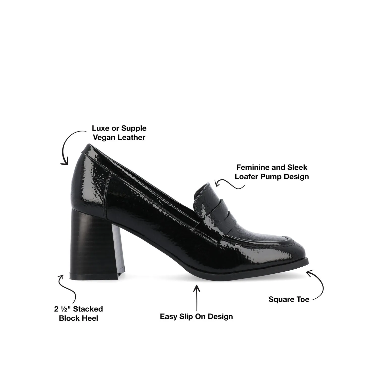 Wide Width Loafers MALLEAH BLOCK HEEL LOAFERS IN WIDE