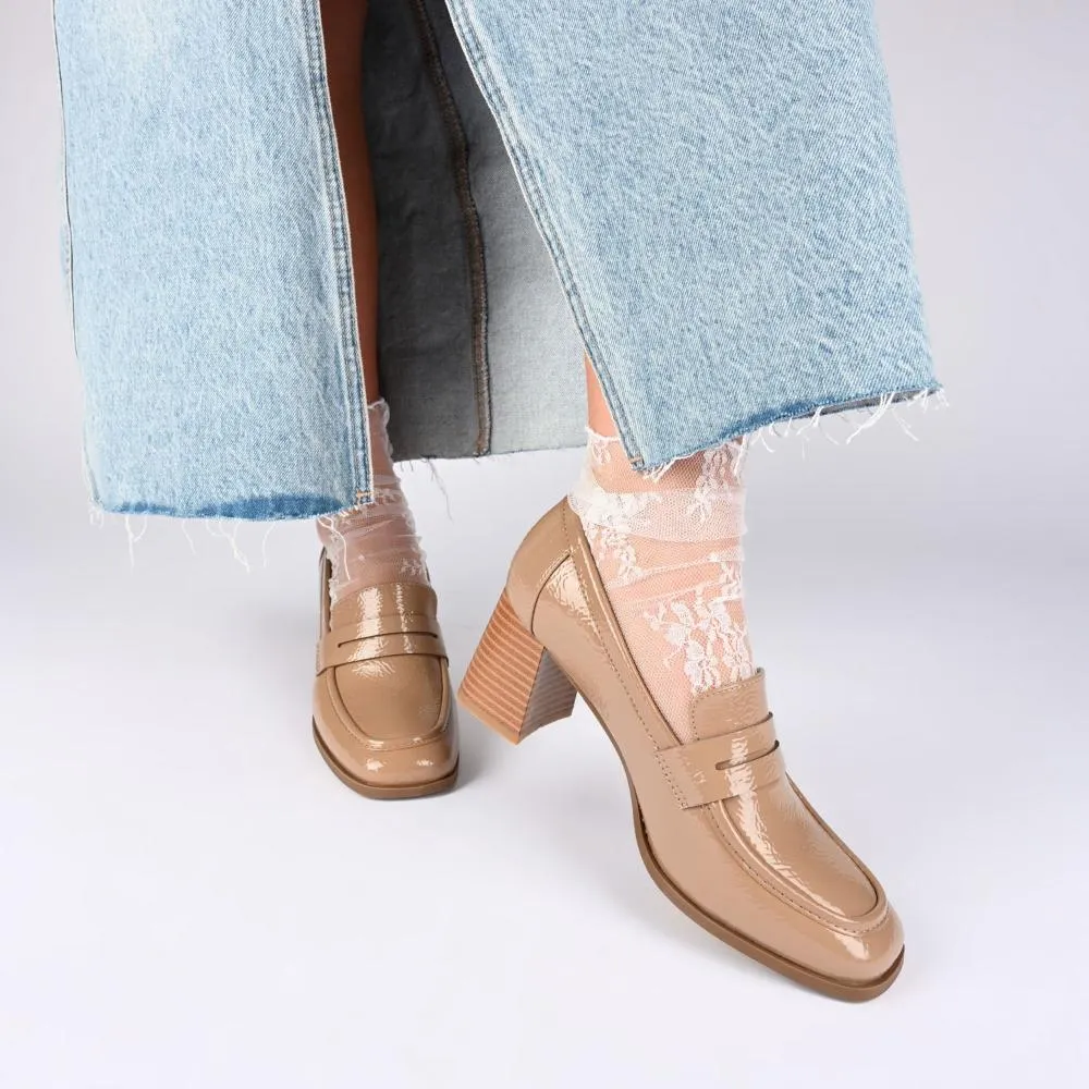 Loafers For Wide Feet MALLEAH BLOCK HEEL LOAFERS IN WIDE