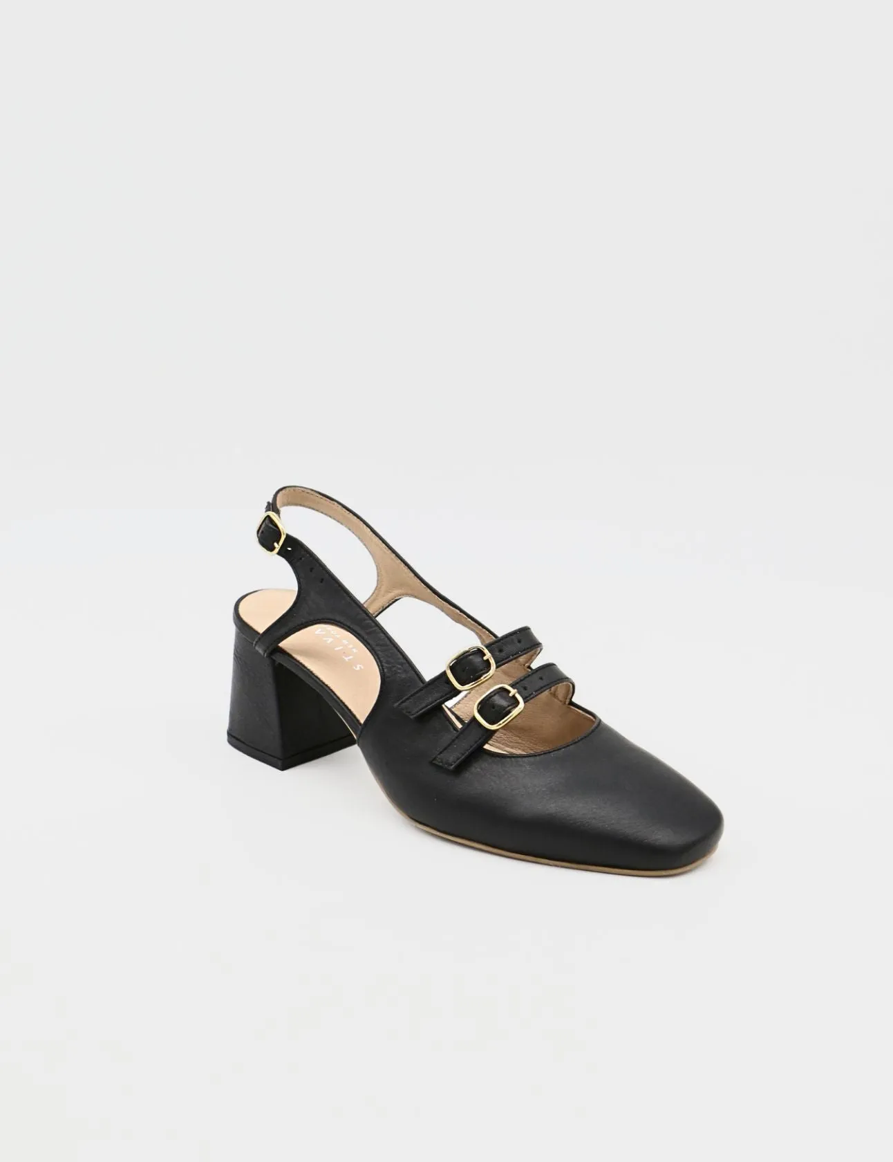 Platform Slip Ons Marie mary janes in black leather womens shoes