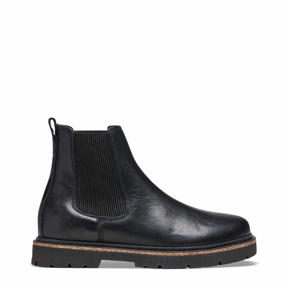 Birkenstock Women's Highwood Leather Pull On Chelsea Boot in Black Flynn Rider Boots