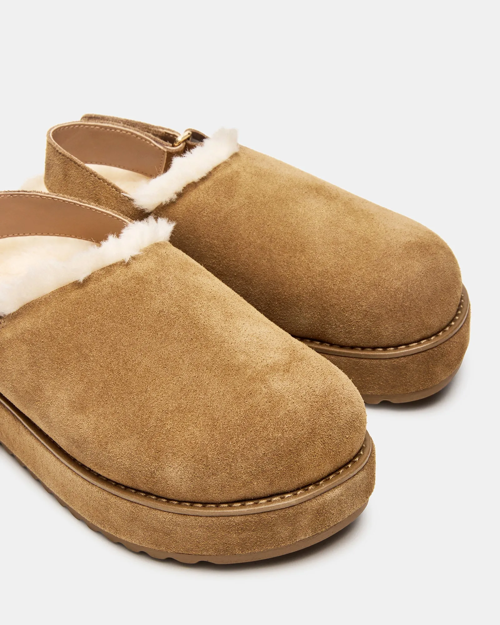 MELLOW FAUX FUR COGNAC SUEDE Unique Wedding Shoes Flats