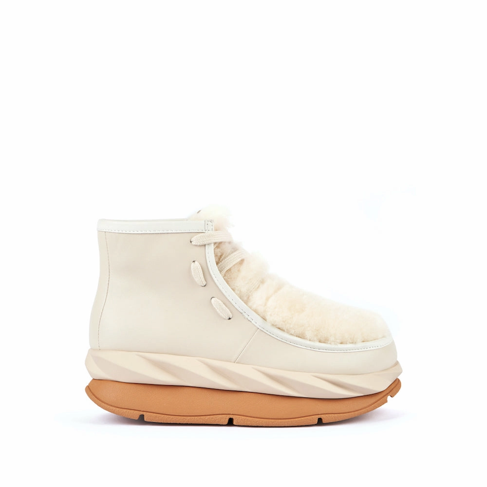 MELLOW WABOO CREAM Ladies Ankle Boots Block Heel
