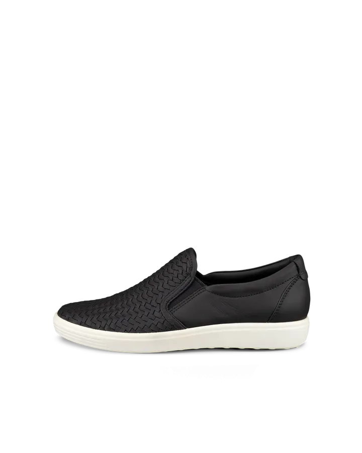 Orthotic Canvas With Leather Detail Slip-on Sneakers-dara Ecco Women's Soft 7 Slip-On - Black