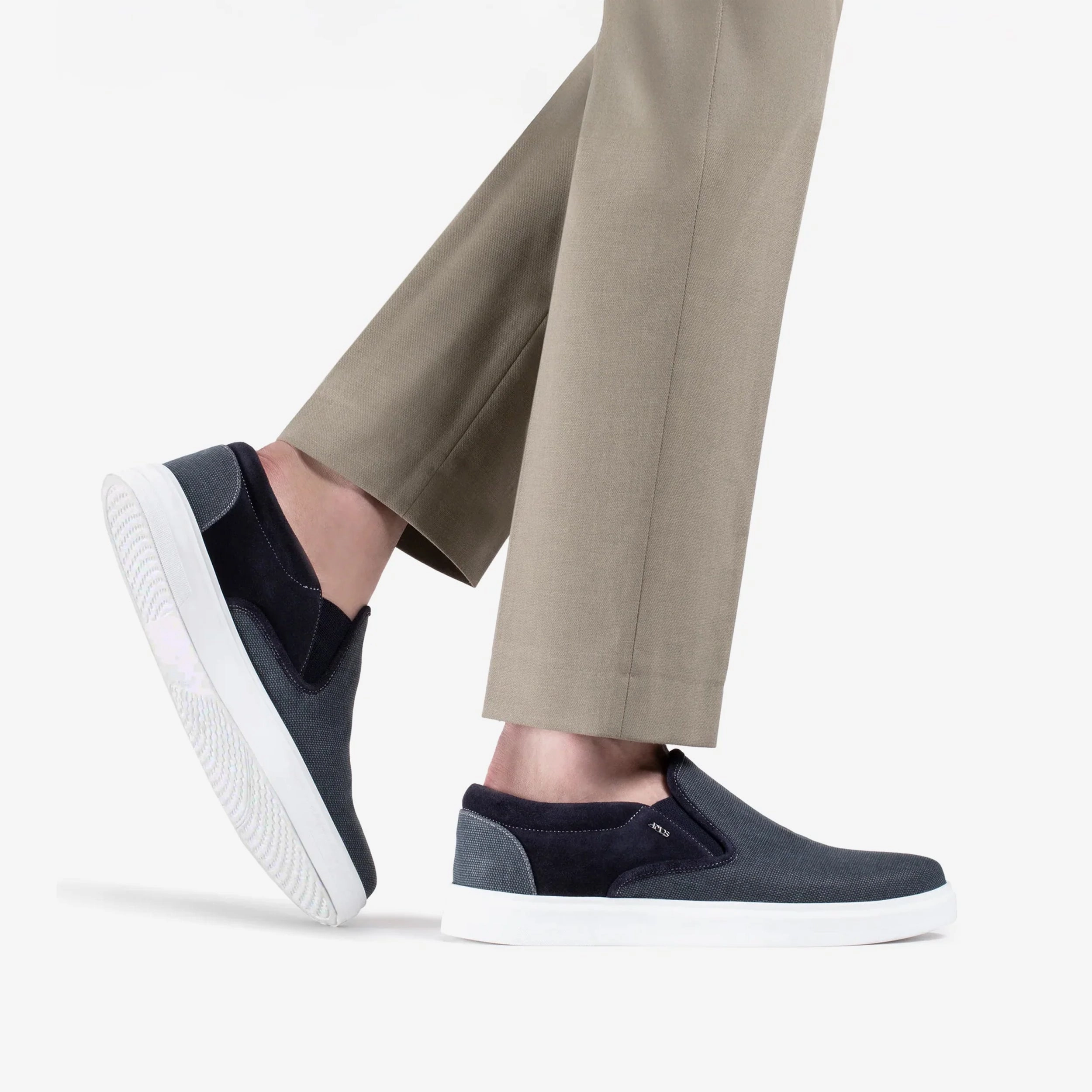 Men's Dark Gray Linen Slip-On Sneaker Suede Slip On Boots