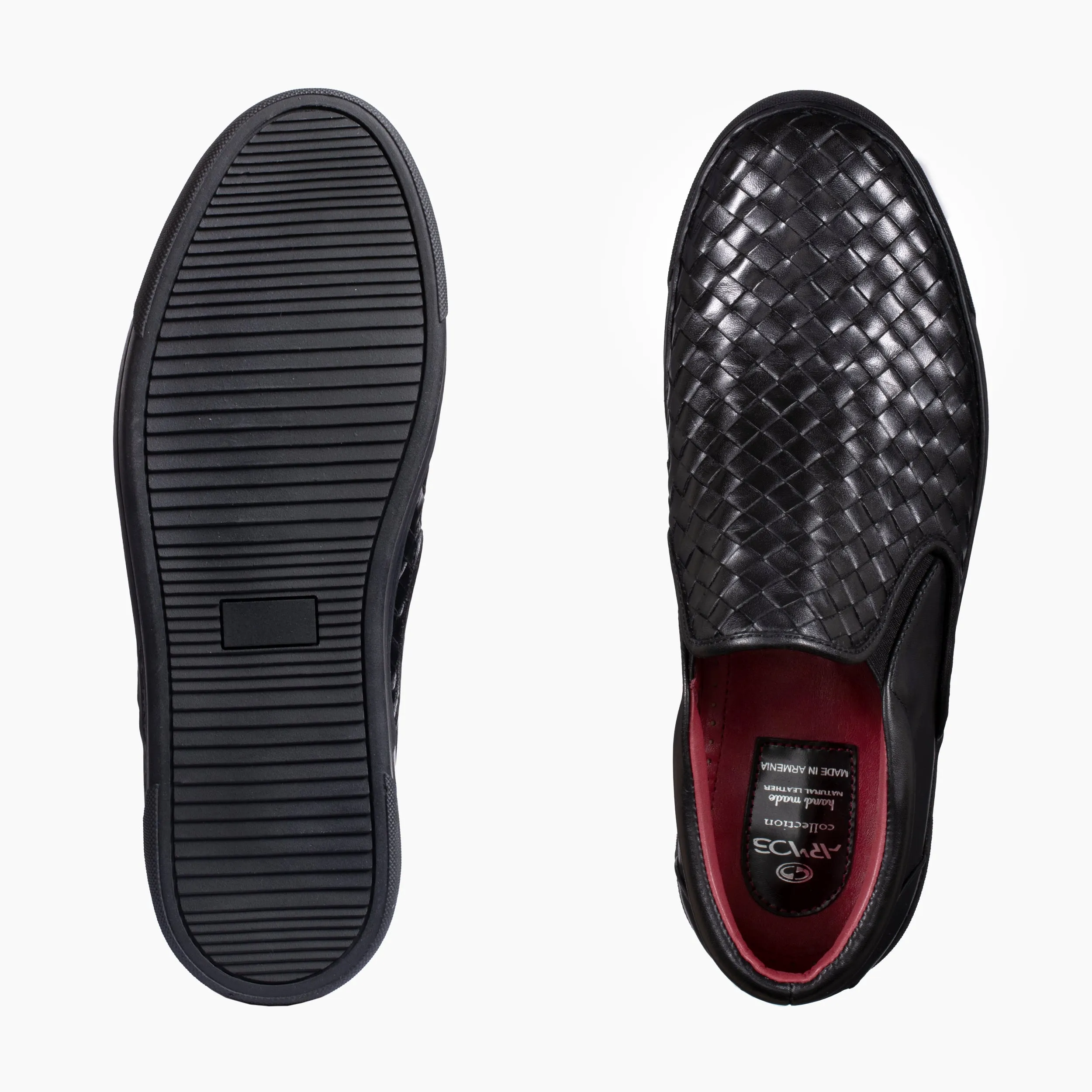 Men's Black Woven Slip-On Sneaker Platform Slip On