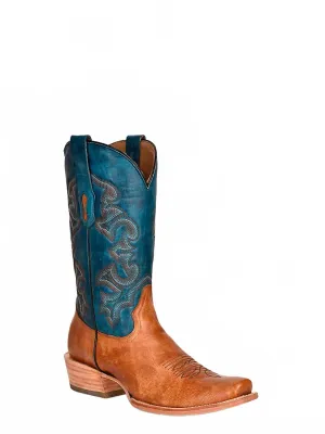 Men's Embroidery Horseman Top In Navy Brown Green Leather Boots