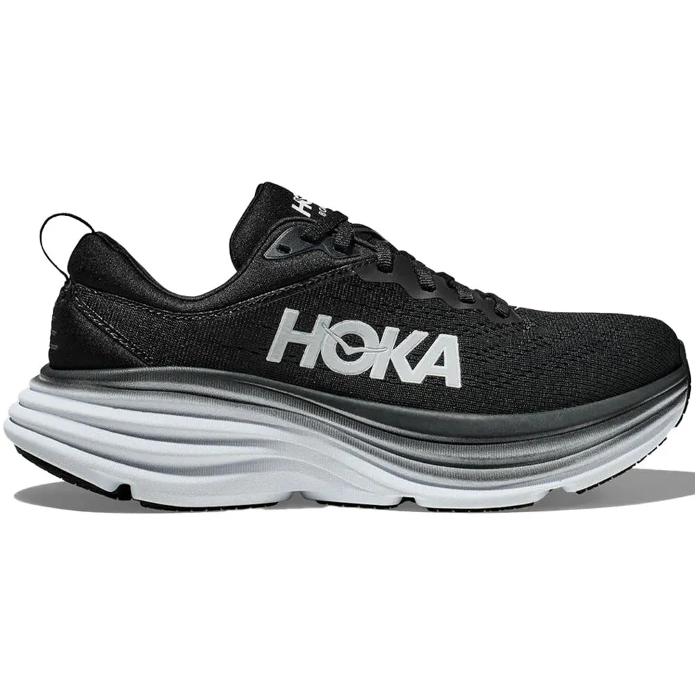 Men's Hoka Bondi 8, Black/White, 15 D Medium Free For Healthcare Workers
