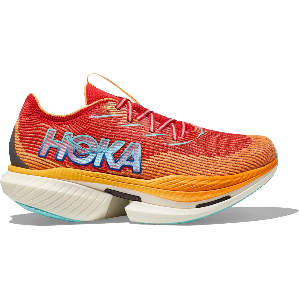 Men's Hoka Cielo X1, Cerise/Solar Flare, 9 D Medium Squeaky Shoes
