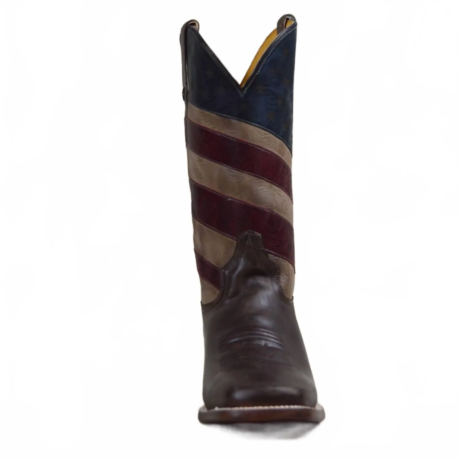 Men's Old Glory Burnished American Flag Boots In Multi Broad Square Toe Boots
