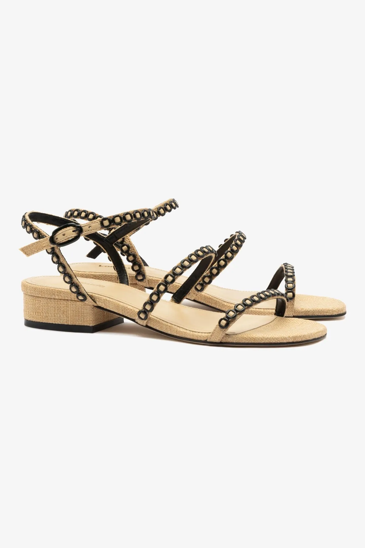 Milanina Flat Sandal In Beige Raffia Flat Trigger Shoe For