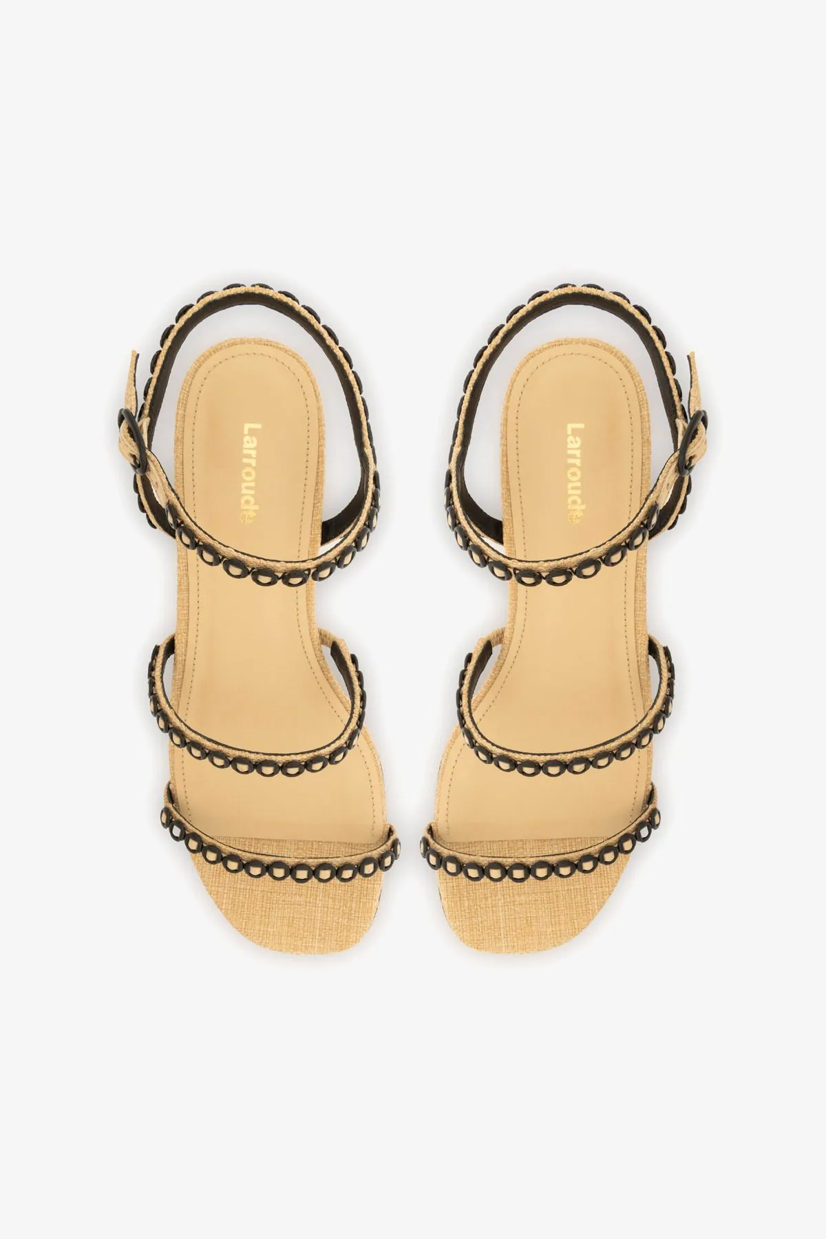 Milanina Flat Sandal In Beige Raffia Shoes Flats Leather