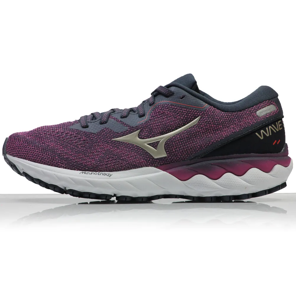 Tensaur Run Shoes Mizuno Wave Skyrise 2 Women's Running Shoe - Ibis Rose/Platinum Gold/India Ink