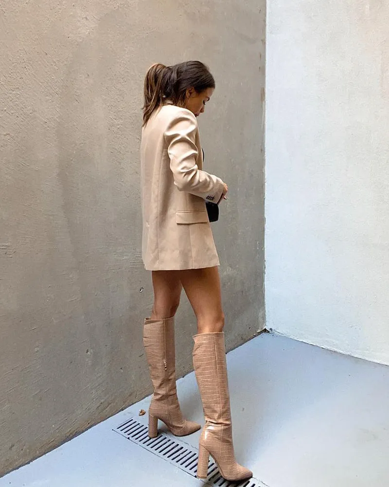 MILLA - NUDE CROC Crocodile Boots