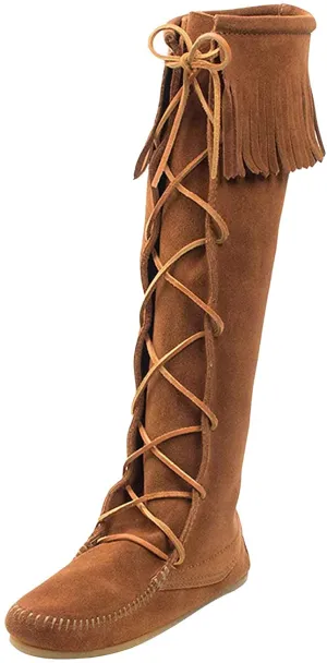 Old Western Boots Minnetonka Women's Front Lace Knee High Boot