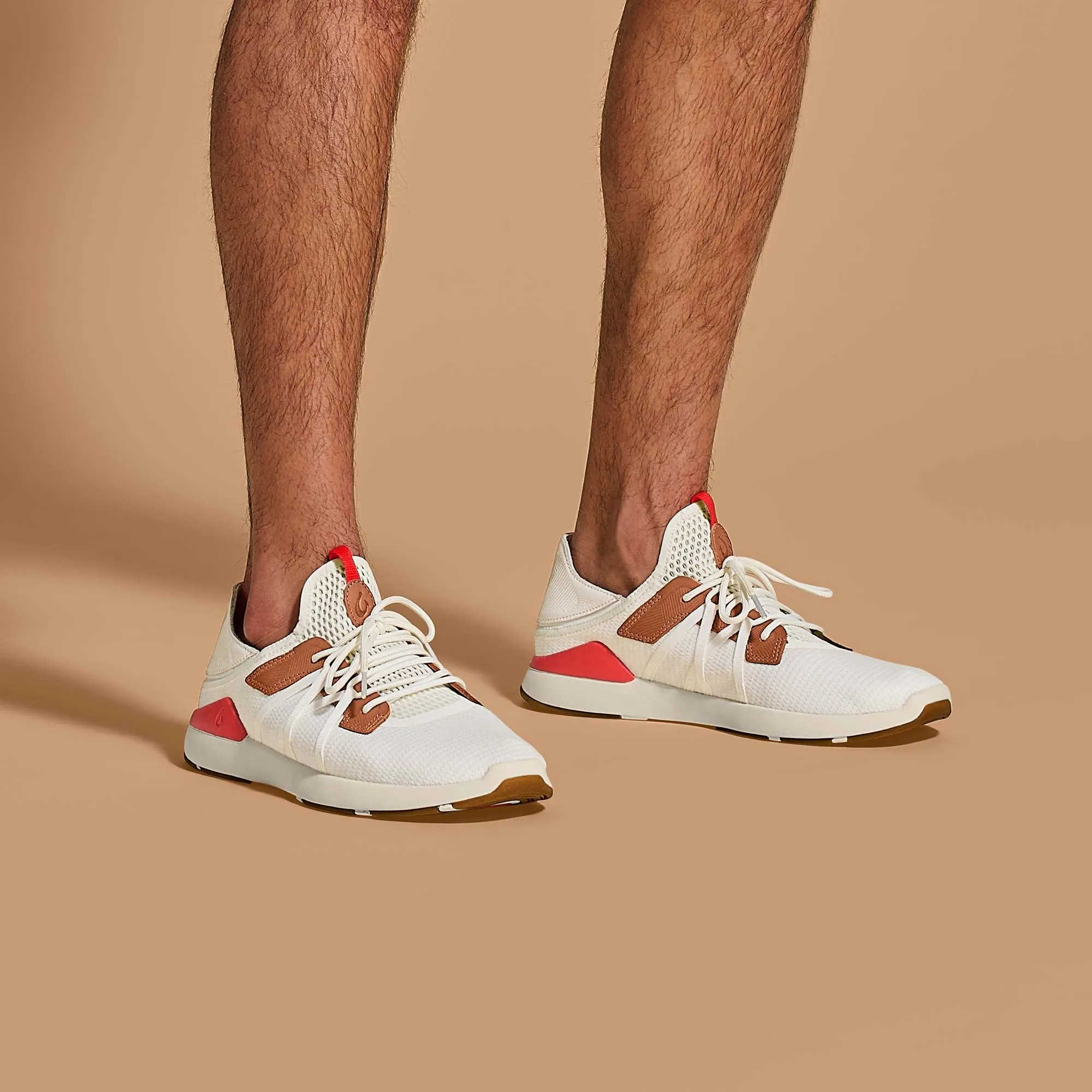 Asics Leather Tennis Shoes Mio L  - Bright White / Red Lava