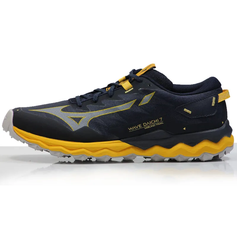 Running Shoe With Best Cushion Mizuno Wave Daichi 7 Men's Trail Shoe - Night Sky/Tradewinds/Gold Fusion