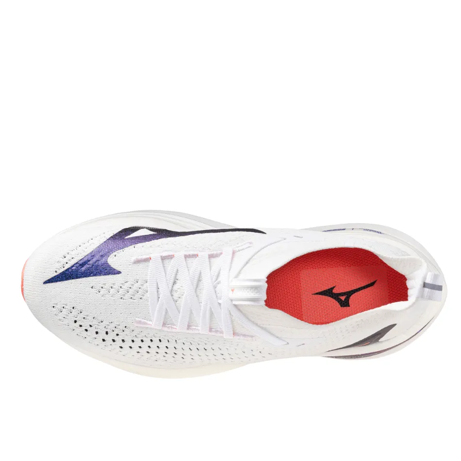 Mizuno Women's Neo Vista 2 Running Shoes in White/Striking Coral/Iris Bloom AW25 Trainer Type Shoes