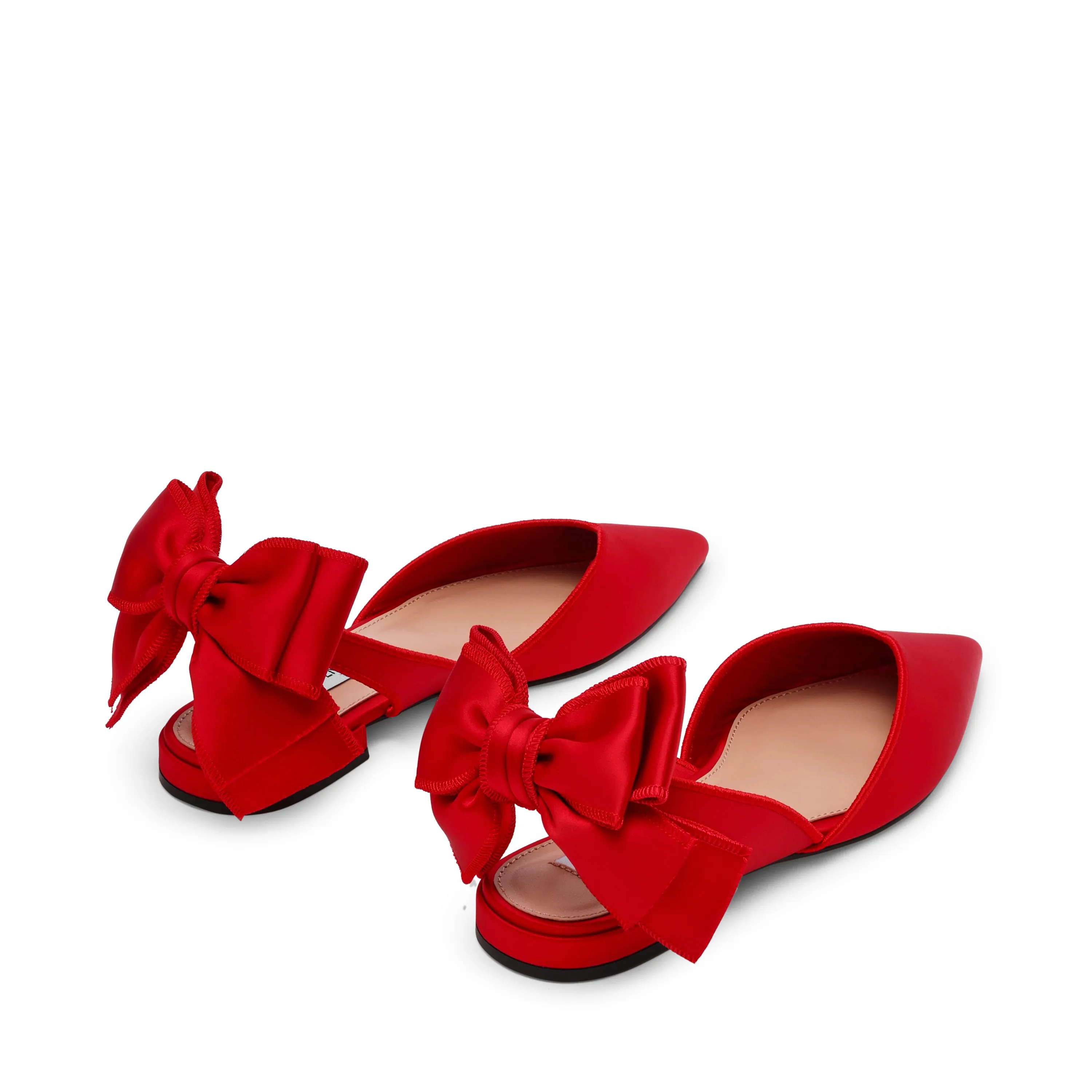 Flat Peep Toe Shoes Synthia Flat Shoe RED SATIN