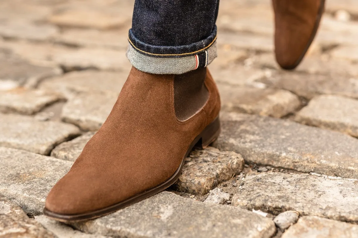 The Dean Chelsea Boot - Cafe Suede Ankle Boots That Lace Up