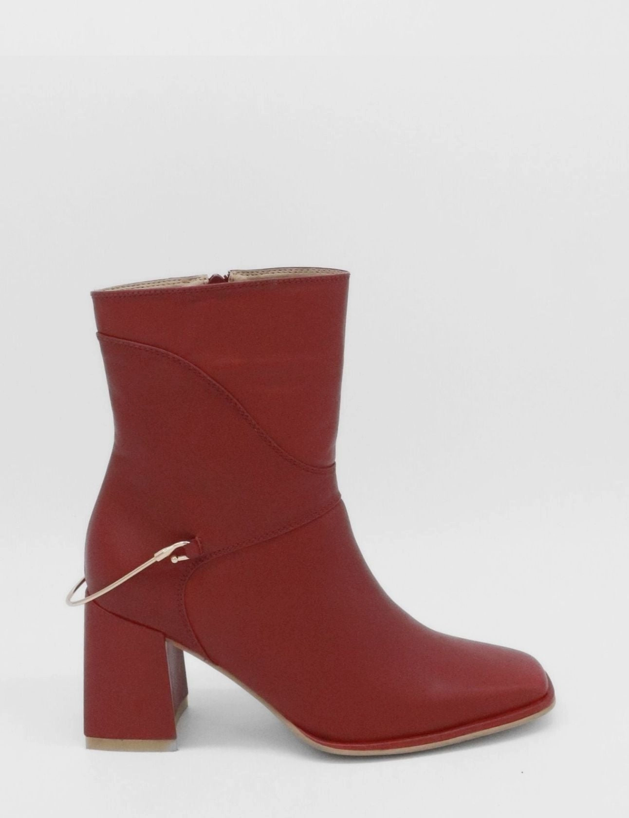 Amanda heeled ankle boot in burgundy leather women's shoes Ankle Boots Size 5