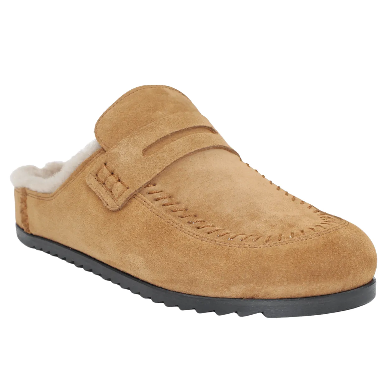 Mona Shearling Clog Loafers Navy