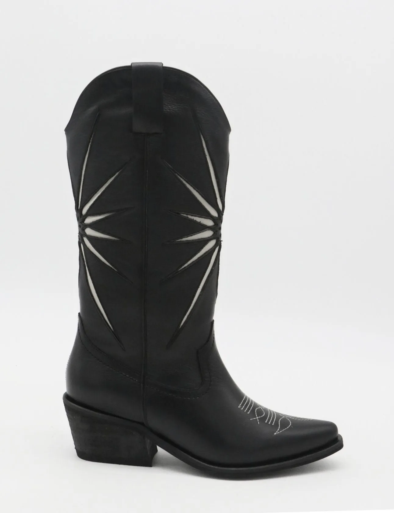 Moonrise western cowboy boots in black leather womens shoes Snake Skin Boots