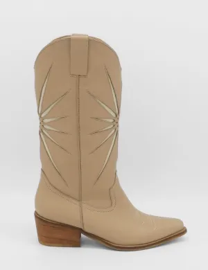 Equestrian Riding Boots Moonrise western cowboy boots in mocha leather women's shoes