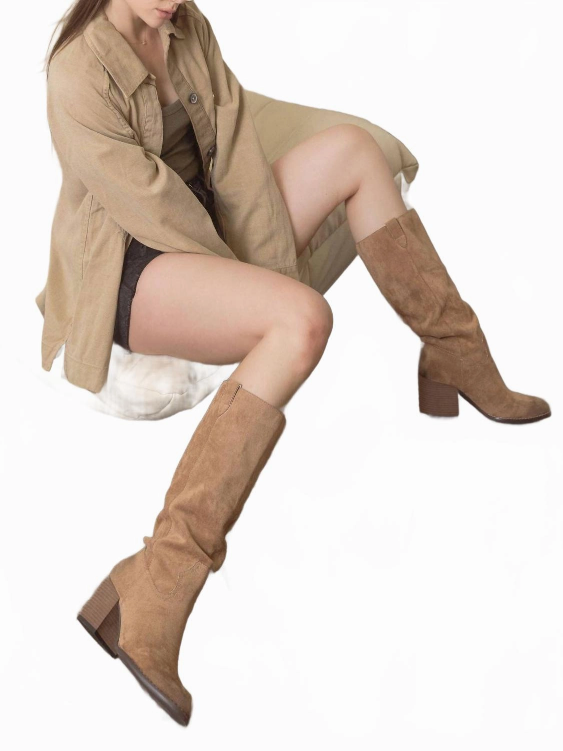 Boho Boots Uk Sale The Roxanne High Knee Western Bucket Boot In Latte