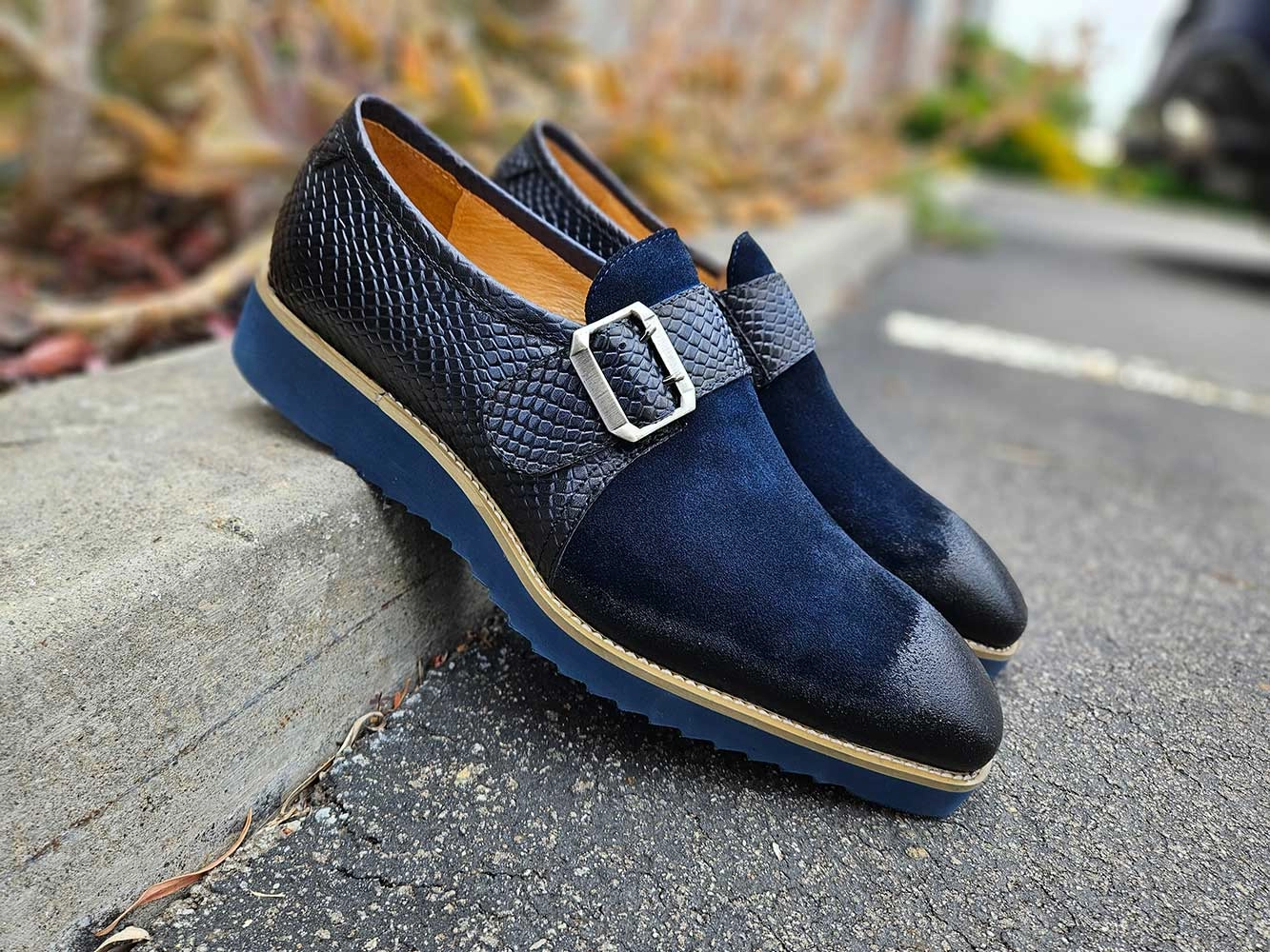 Multi Media Buckle Monkstrap Slip-on Slip On Slip Resistant Shoes