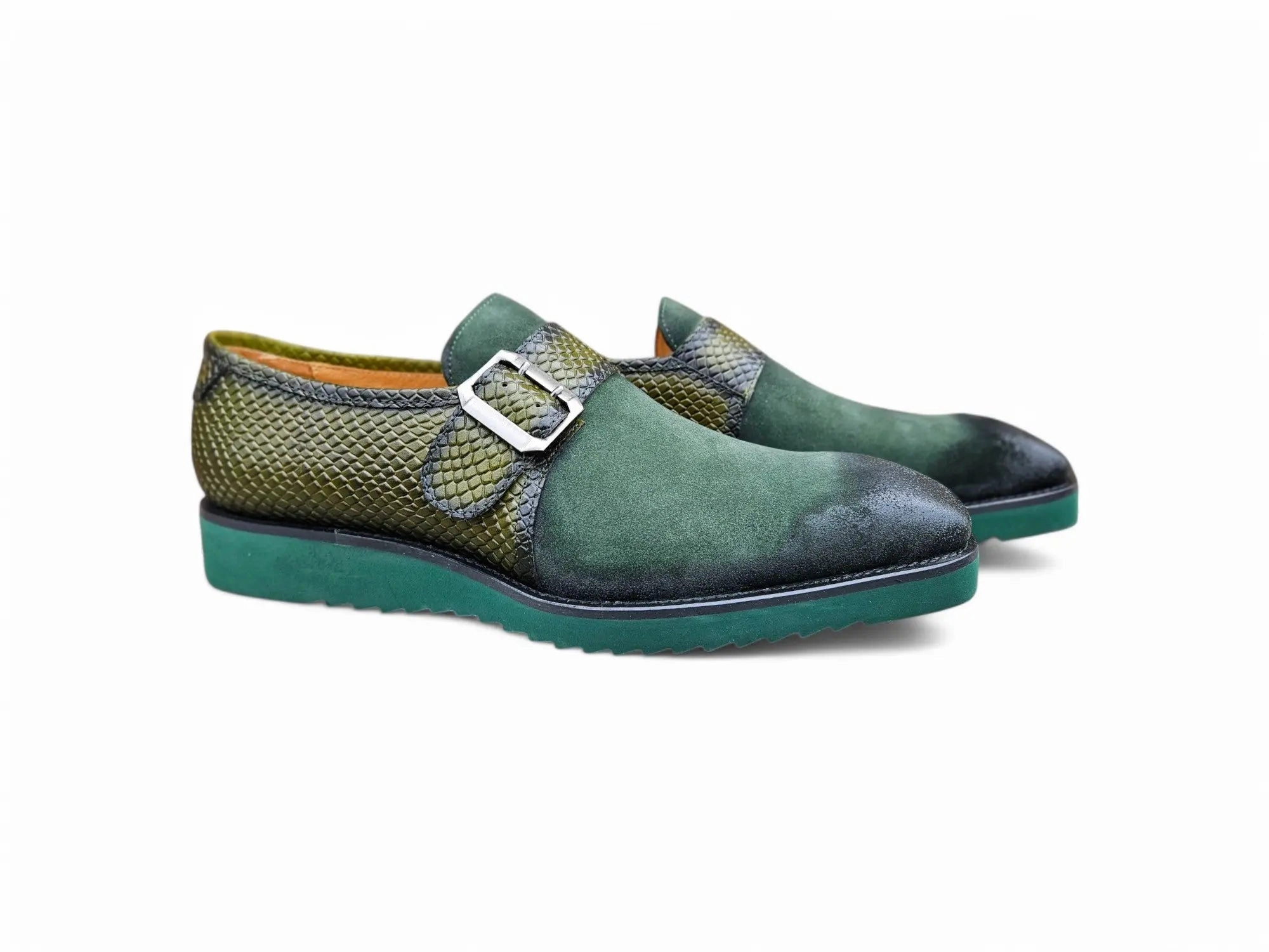 Slip On Shoes With No Back Multi Media Buckle Monkstrap Slip-on