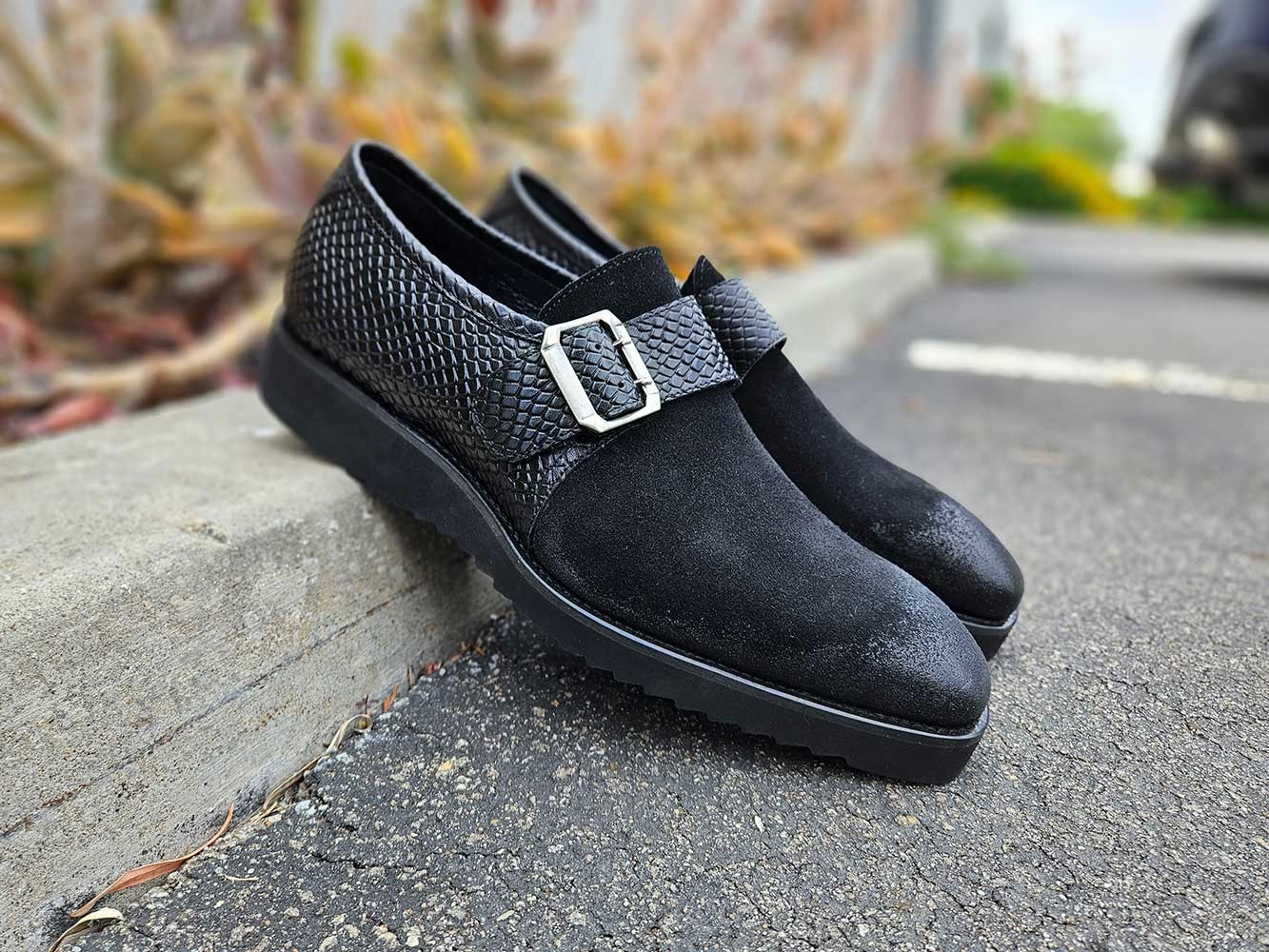 Multi Media Buckle Monkstrap Slip-on Non Slip On