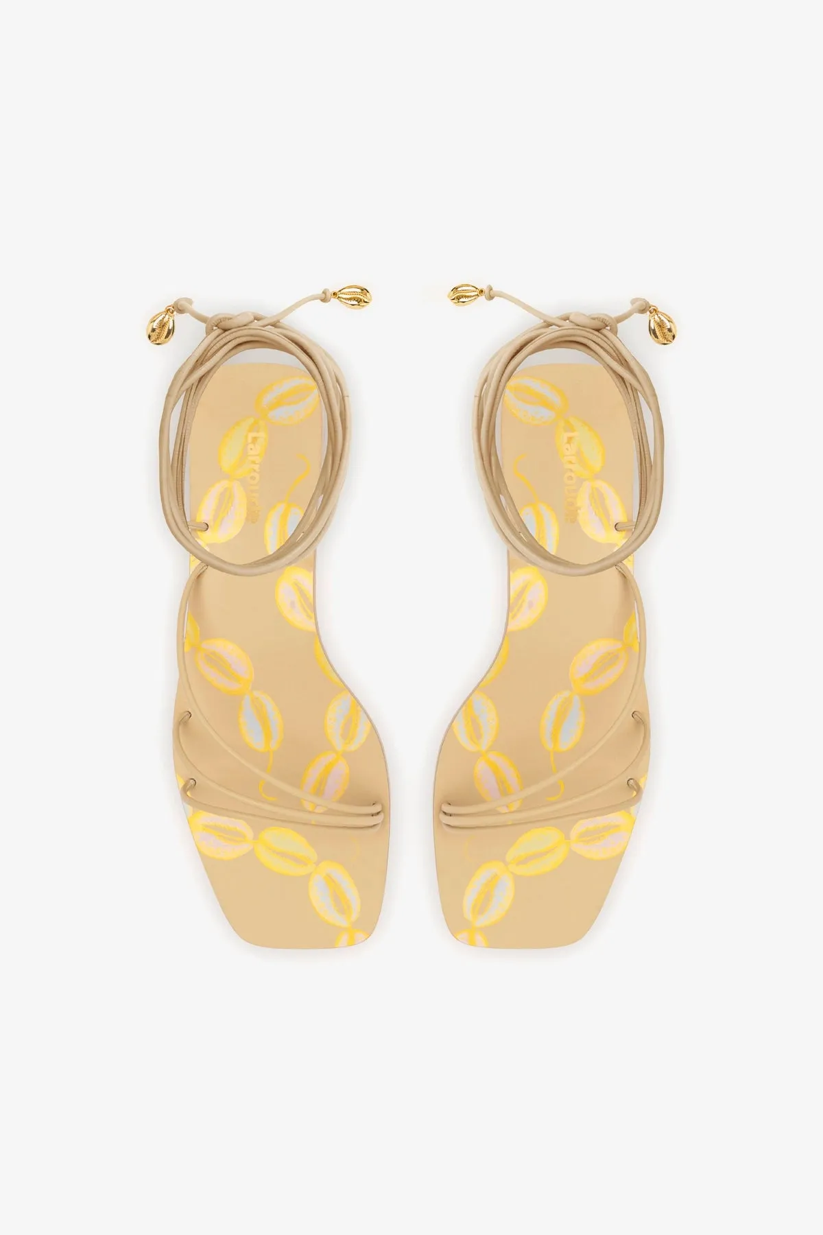 Mary Jane Shoes Nadia Flat Sandal In Beige Leather