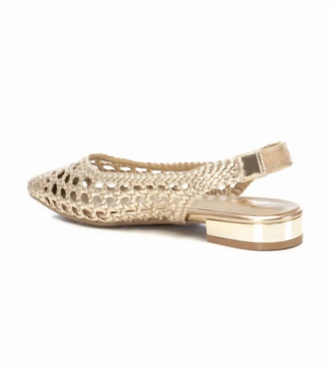 Low Wedge Ankle Strap Flats Shoes Women's Ballerinas Flat Shoes In Gold