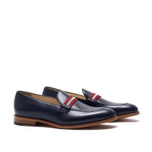 Navy Calf Web Stripe Loafer Ugg Penny Loafers