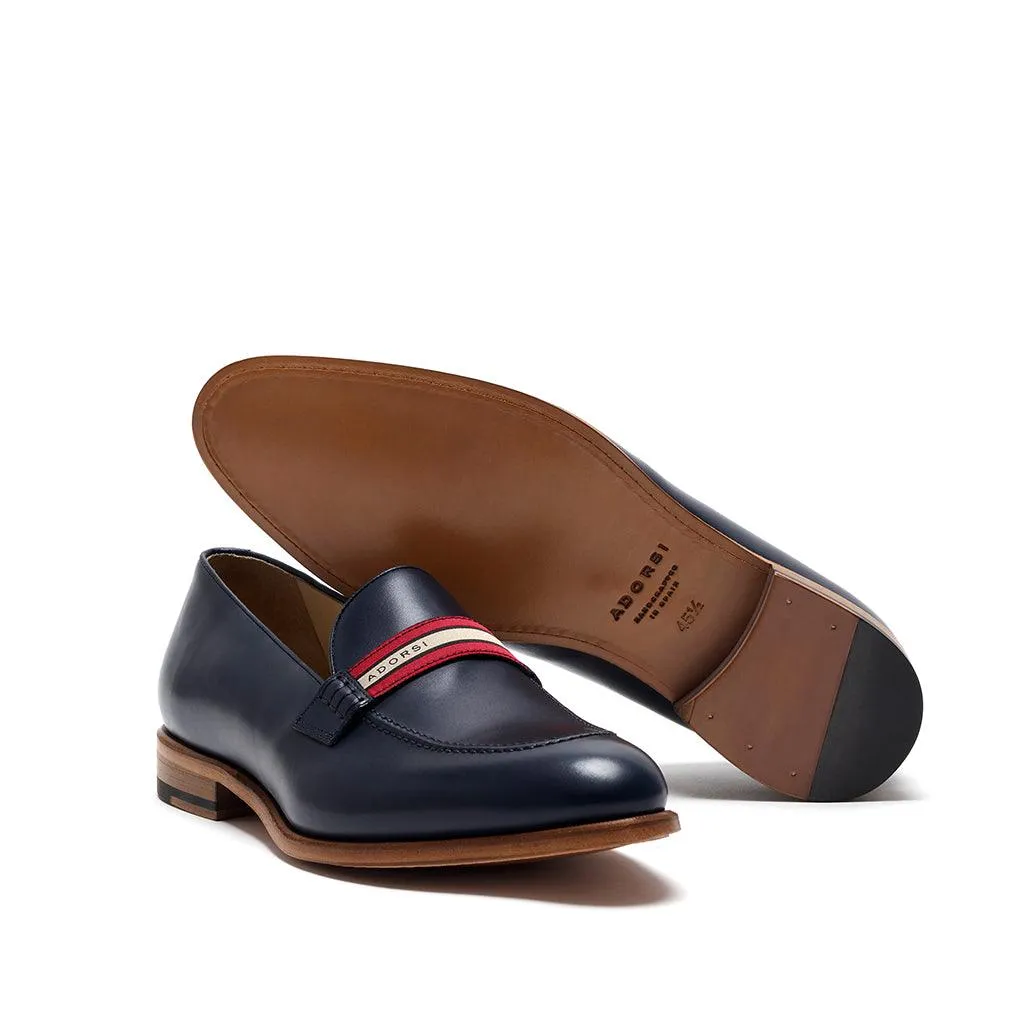 Navy Calf Web Stripe Loafer Robert Zur Loafers
