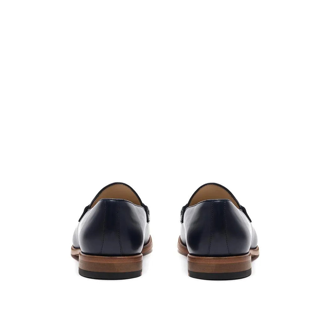 Navy Calf Web Stripe Loafer Ballerina Loafers