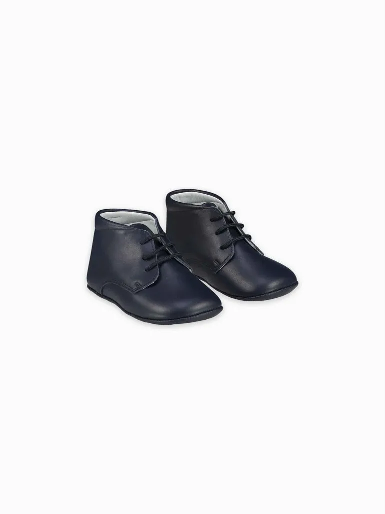 Bottom Boots Navy Leather Baby Booties