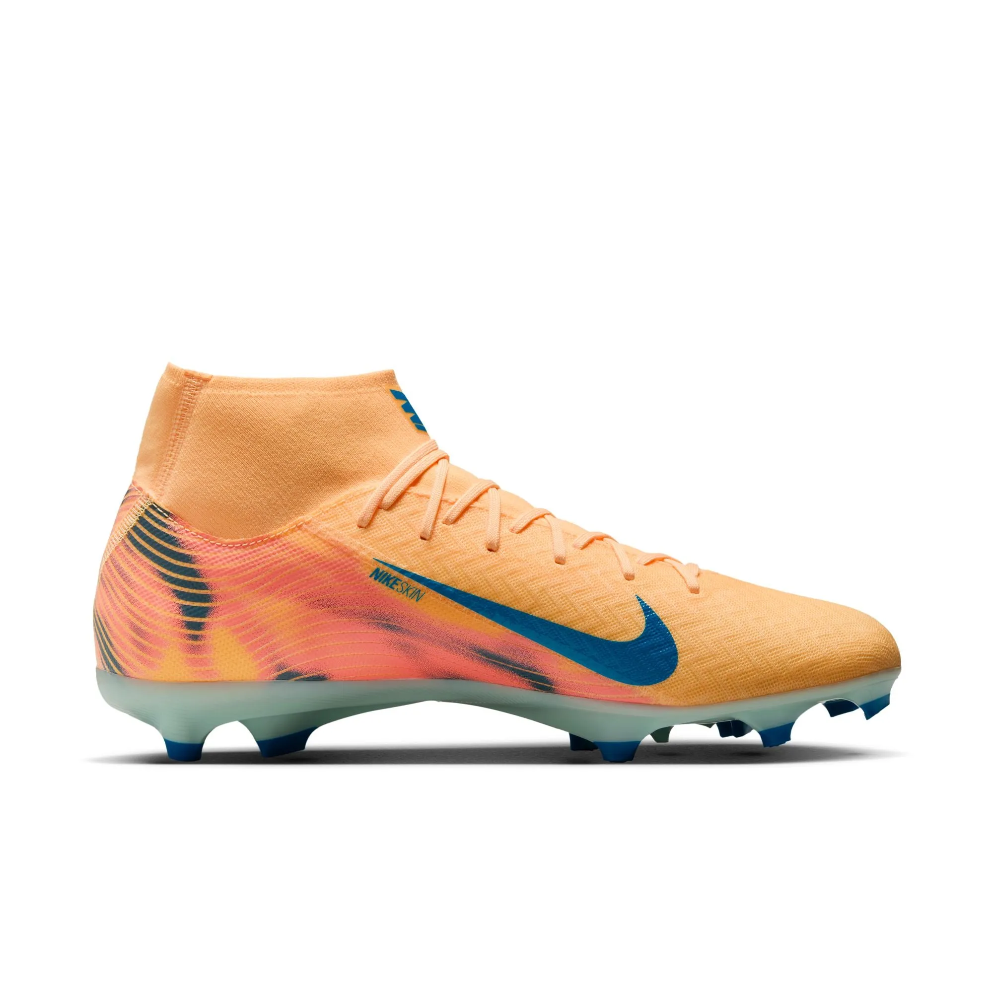 Nike Air Zoom Mercurial Superfly 10 Academy Kylian Mbapp FG Firm Ground Soccer Cleats - Melon Tint/Neo Turq Igloo Chromatic Soccer Cleats