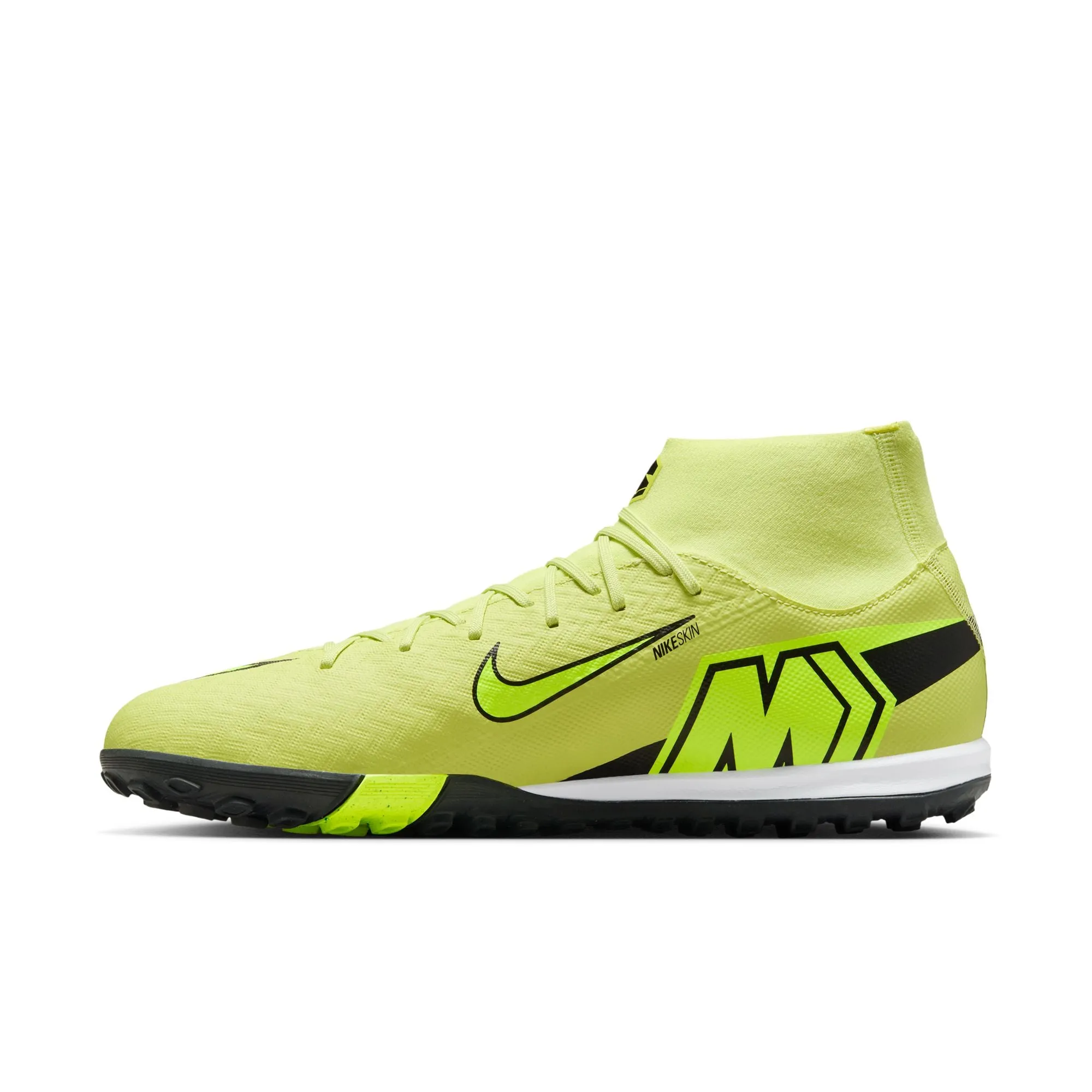 Nike Air Zoom Mercurial Superfly 10 Academy TF Turf Soccer Shoes - Limelight/Volt-Hyper Crimson Soccer Cleats Laceless