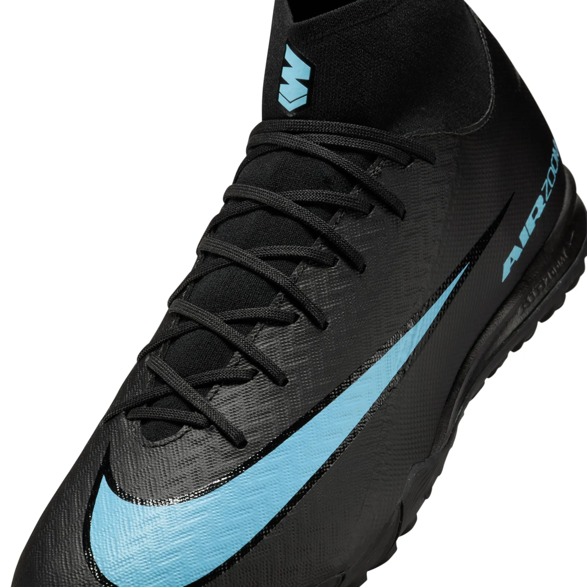 Nike Zoom Superfly 10 Academy TF Turf  Soccer Shoes - Black/ Ice Blue Saka Soccer Cleats