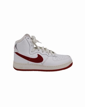 Nike Air Force 1 High 'Nai Ke' Sneakers in White Red Leather Dress Slacks And Sneakers